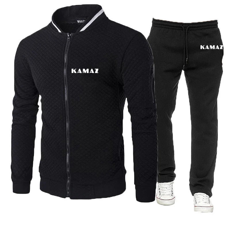 2025 Spring And Autumn Man's KAMAZ TRUCK Logo Print High Quality Fashion Brand Custom Cotton Versatile Hoodies+Long Pants Suits