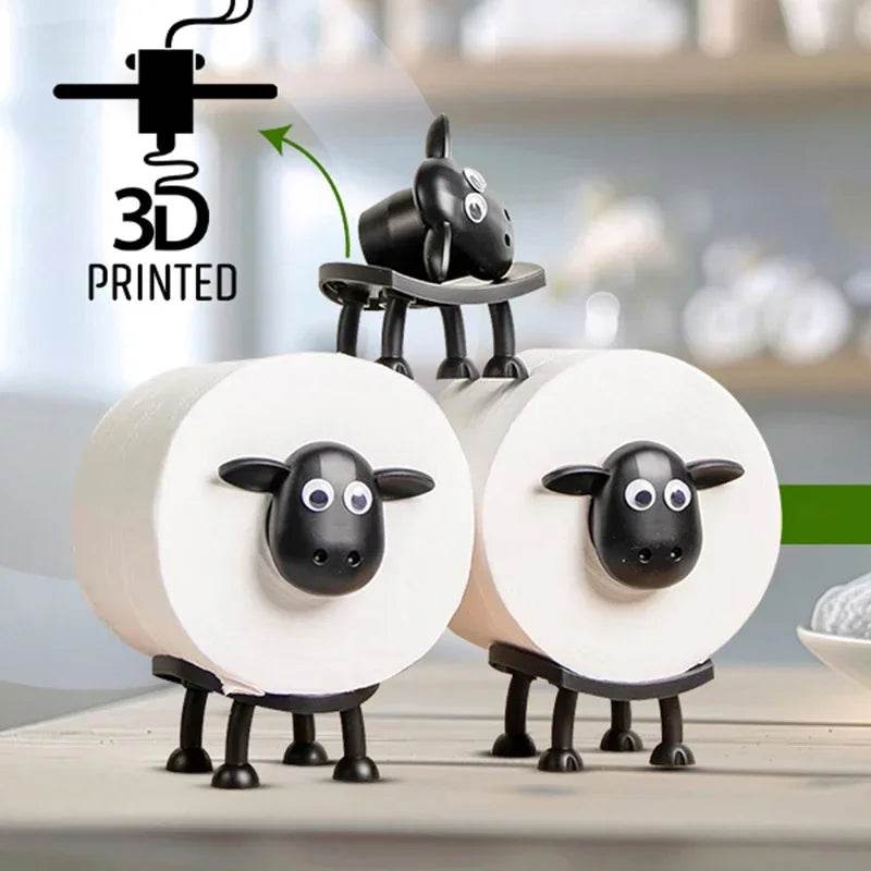 1/3PCS Sheep Toilet Roll Holder Funny Toilet Paper Holder Free Standing Bathroom Set Black Sheep Roll Rack Cute Bathroom Decor - P12 Hub Europe