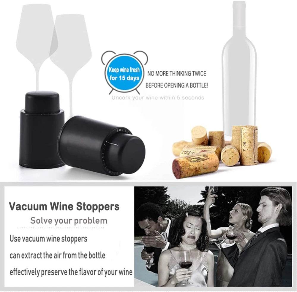 Wine Bottle Stoppers Reusable Wine Stoppers Vacuum Wine Preserver Wine Savers Vacuum Pump Corks Keep Wine Really Fresh - P12 Hub Europe
