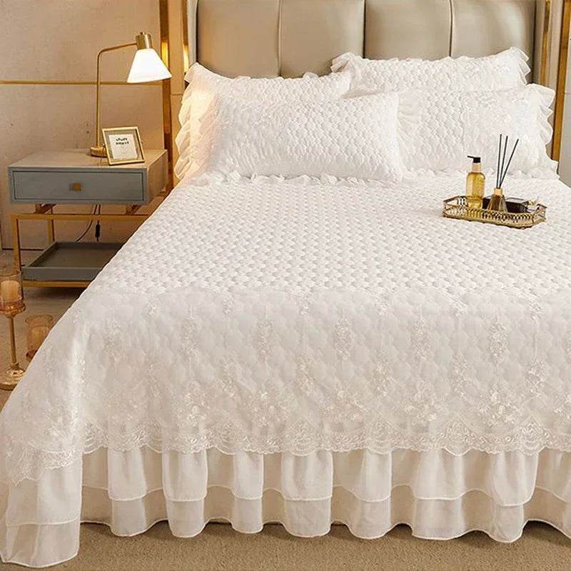 Quilted Thicken White Bed Sheet Summer Bedspread Couple 2 People Bed Linens Luxury Double Bed Bedding King Size 180x240cm - P12 Hub Europe
