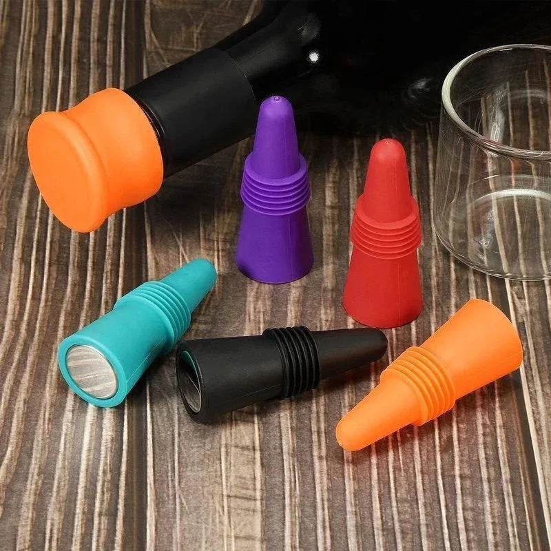Silicone Wine and Beverage Bottle Cap Set Leak Proof Champagne Bottles Sealer Stoppers Wine Cork Saver Stopper Reusable - P12 Hub Europe