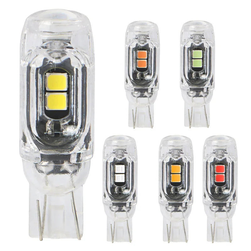 10pcs T10 LED Bulb 2835 5SMD Canbus 168 194 6000K 12V White Car Interior Dome Map Light Clearance Lights Acrylic Transparent