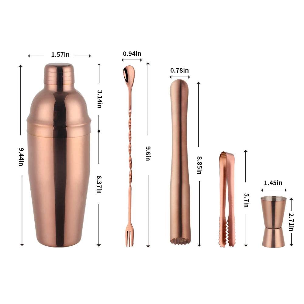 1-8PCS 750Ml Stainless Steel Bar Cocktail Shaker Set Bartender Tools Moijto Muddler Wine Bottle Stopper Cocktail Boston Barware - P12 Hub Europe
