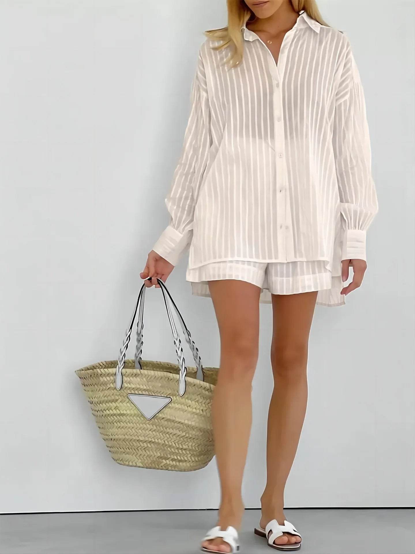 Stripe Cotton Shorts Set - P12 Hub Europe