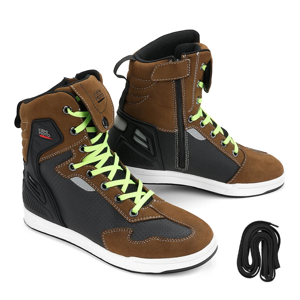 KEMIMOTO Motorcycle Shoes Summer Commuting Riding Men Boots Casual Rides Flat Shoes Anti-collision Protection Outdoor Activities
