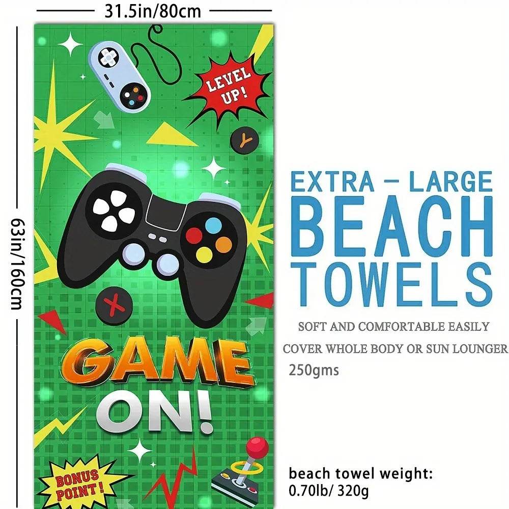 Game Handle Large Beach Towel - Super Absorbent, Quick Dry, Modern Design for Beach and Pool, Easy Care - P12 Hub Europe