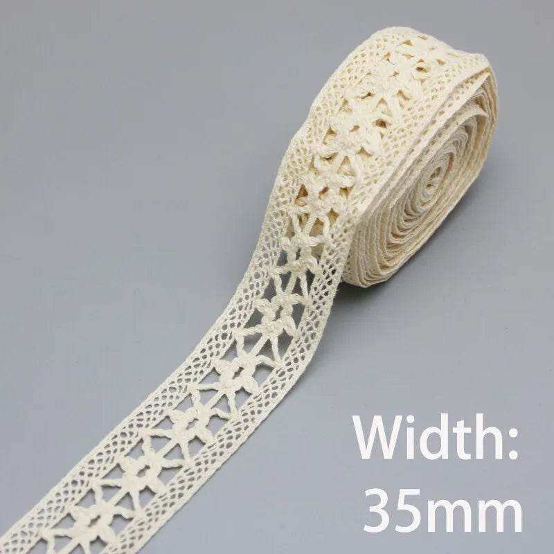 (5Meter/roll) White Beige Cotton Embroidered Lace Net Ribbons Fabric Trim DIY Sewing Handmade Craft Materials - P12 Hub Europe