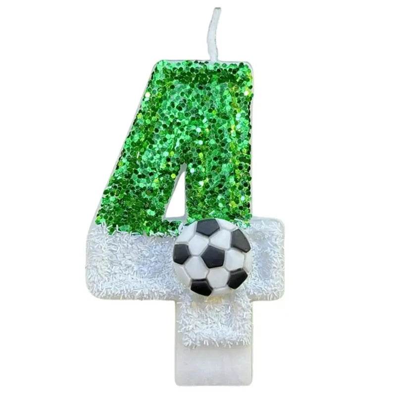 Football Children's Birthday Candles Number 0-9 Green Sparkles Birthday Creative Soccer Candle for Boy Party Cake Top Decoration - P12 Hub Europe