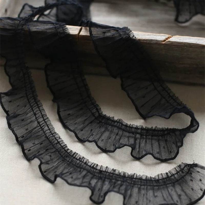 2024 Folds Ruffled Spotted Lace DIY Children's Dress Skirt Cuffs Hem Sewing Decoration Home Textile Pillow Storage Basket Trim - P12 Hub Europe