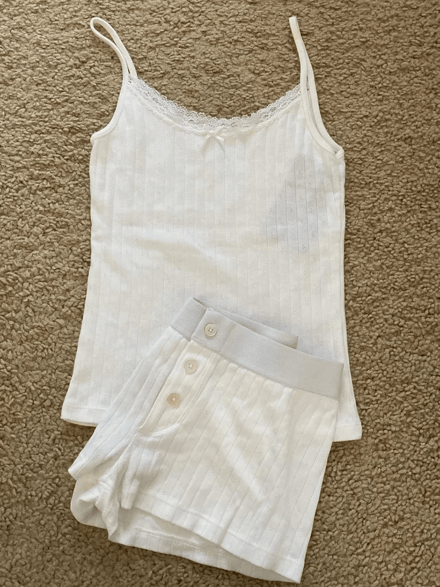 Sweet Strawberry Eyelet Shorts Set - P12 Hub Europe