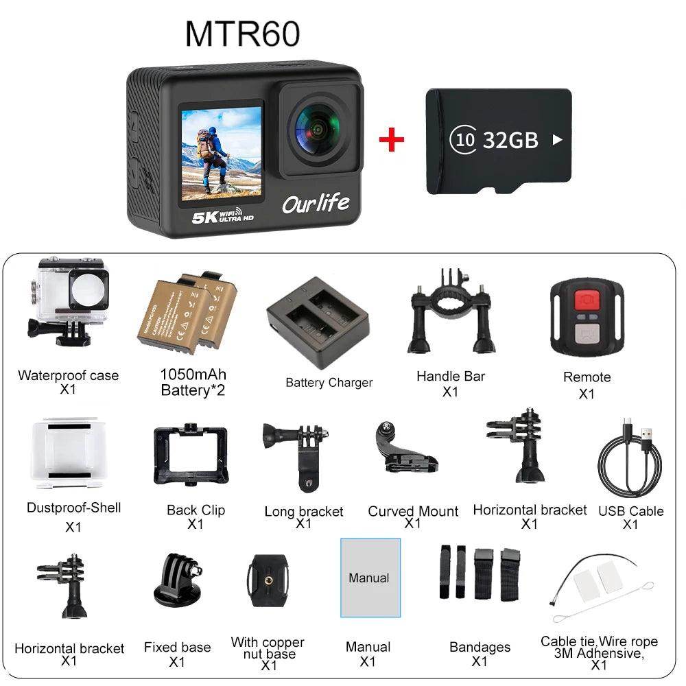5K Action Camera Ourlife MTR60 ProTouchscreen, EIS, Waterproof - P12 Hub Europe