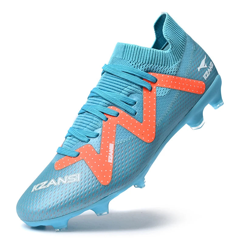 Original Brand Blue Men's Professional Soccer Cleats Turf Non-slip Football Shoes for Men Lace-up Low Cut Soccer Sneakers Male