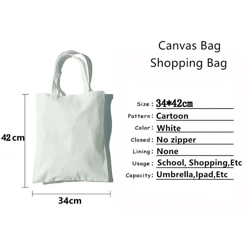 Black Cats Christmas Printed Shopping Bag Cartoon Canvas Tote Bag Eco Bag for Women Black Cats Christmas Reusable Tote Handbags
