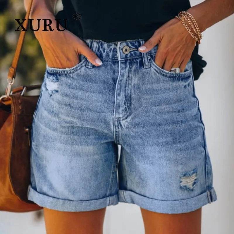 Women's Ripped Tassel Denim Shorts - P12 Hub Europe