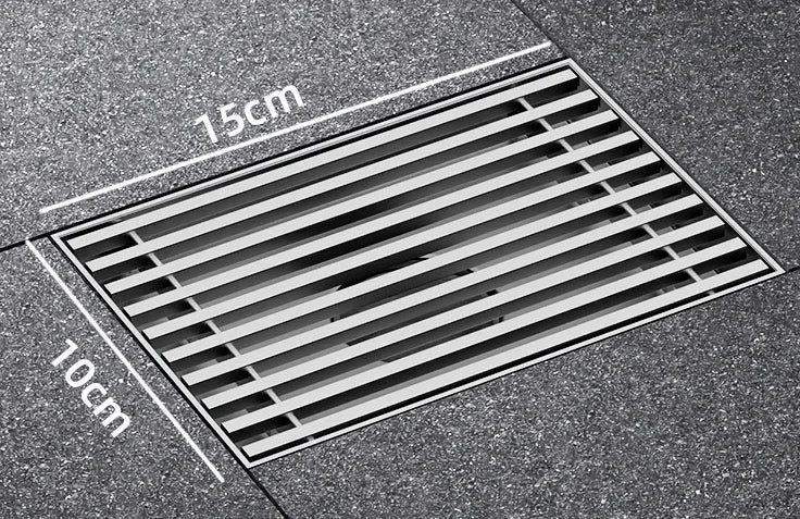 Large Floor Drain 304 Stainless Steel 12/15/20cm Square Linear Bathroom Floor Drains Outdoor Courtyard Large Diameter Drain