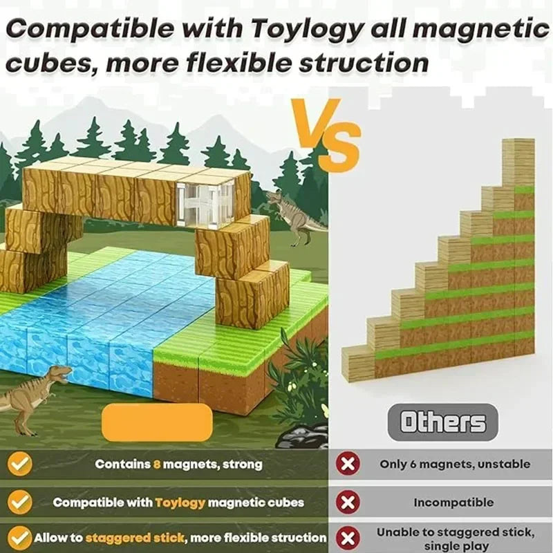 Magnetic Building Blocks Toys Build Mine World Magnet Cube Set for Kids 3+ DIY Models Children STEM Sensory Toys Holiday Gift