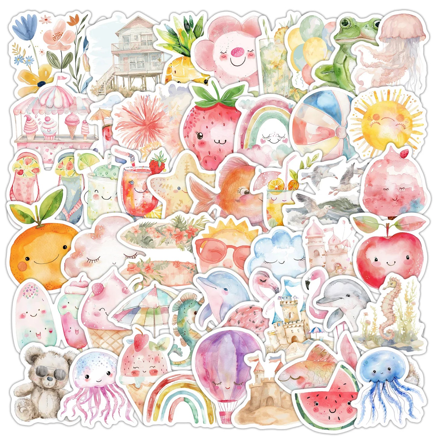 10/50PCS Cool Summer Day Stickers Cartoon Kids Toys Avoid Summer Heat Graffiti Decals Laptop Guitar Car Bike Cartoon DIY Sticker