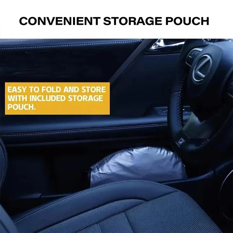 Silver Coated Double Circle Car Sunshade Summer Sunshade and Sunscreen Cloth Universal Foldable Storage for Car Front Windshie