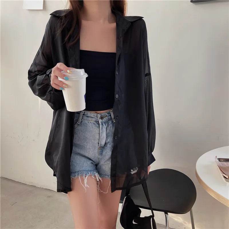 Semi Sheer Button Down Shirt - P12 Hub Europe