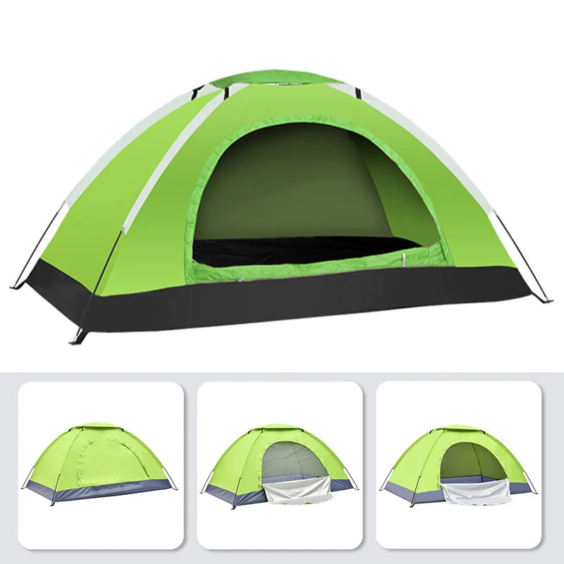 Camping Pop-up Tent Waterproof UV Protection Single Layer Double Tent Ideal for Beach Fishing Hiking Travel Outdoor Shelter 1-2P
