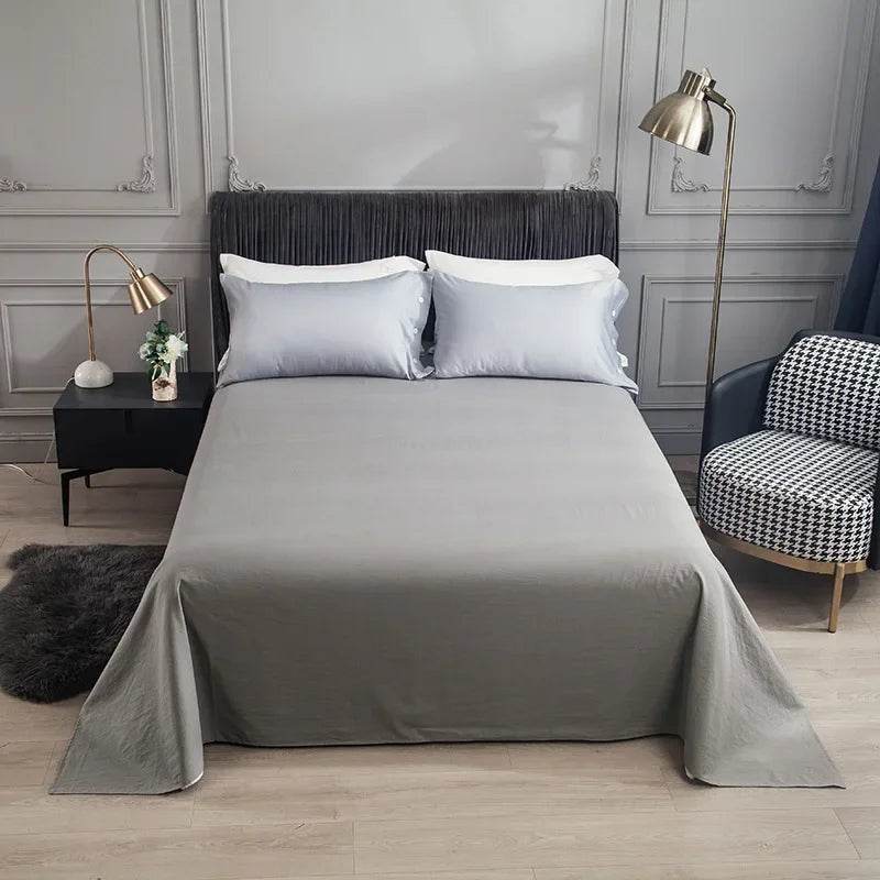 WASART Pure cotton flat bed sheet summer bedspread soft bed linens 2 people couple luxury double bed bedding king size bedsheet - P12 Hub Europe
