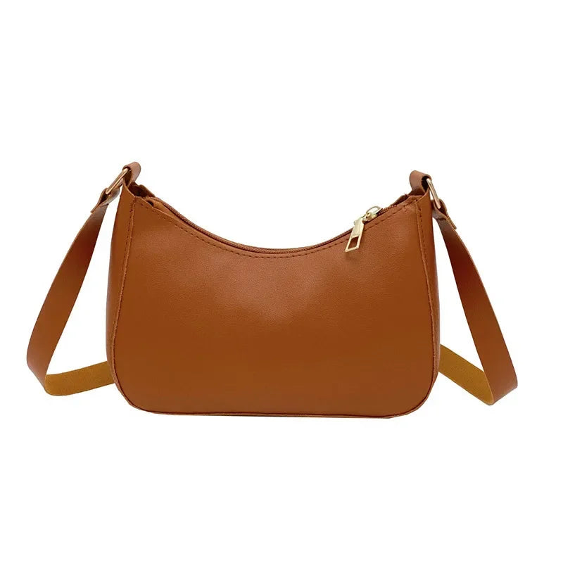 Retro forearm bag women's bow handbag PU leather baguette bag Western style shoulder bag Underarm moisture