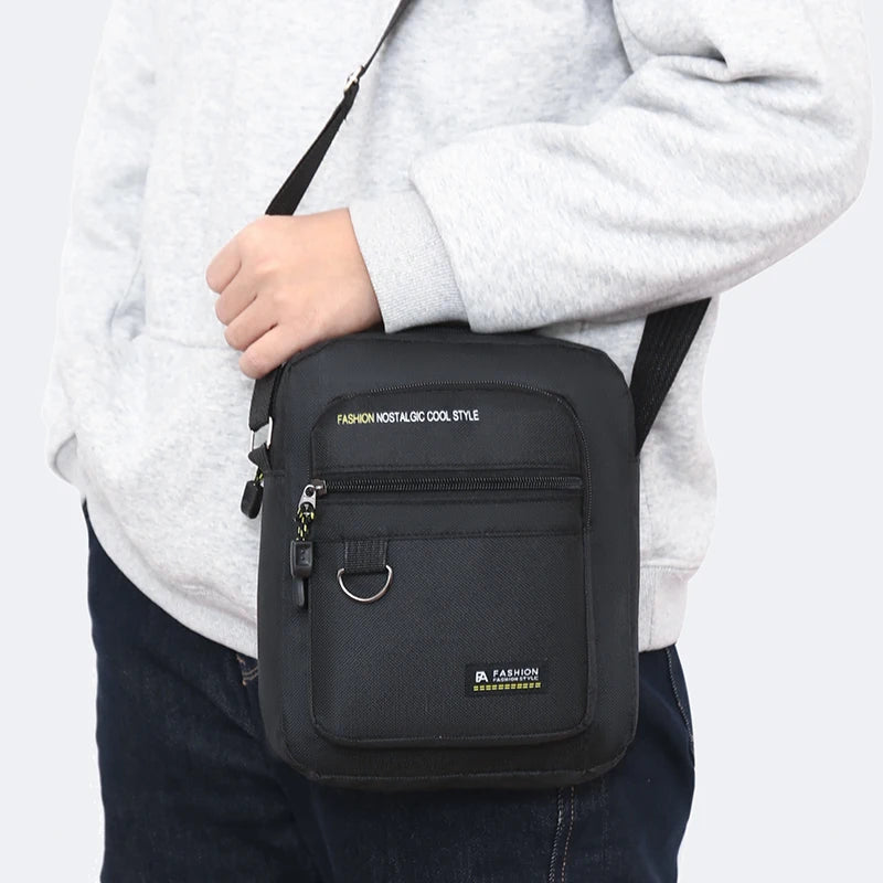 Men's Fashion Casual Oxford Leather Shoulder Bag Lightweight Elegant Small Messenger Handbag Stylish Purse for Men