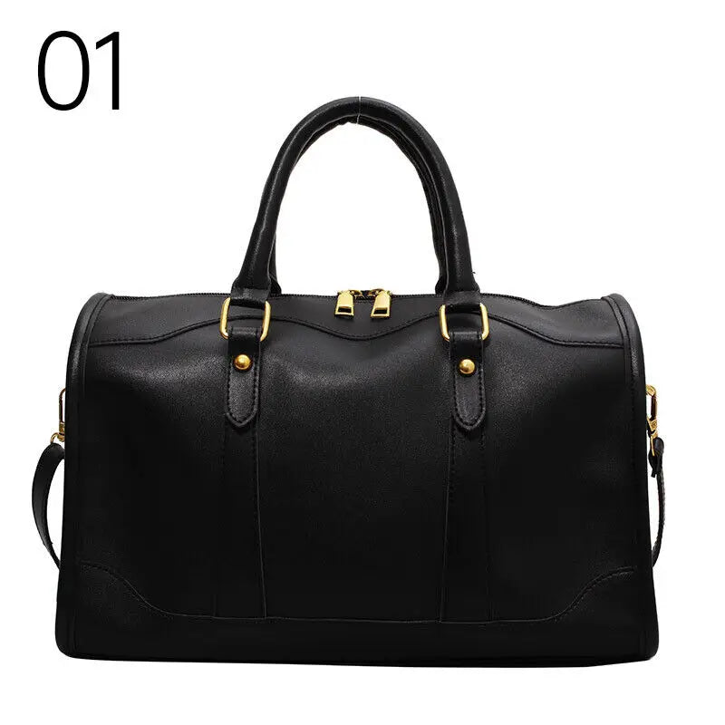 Large Capacity Tote Handle Bags Women Solid Artificial Leather Fashion Boston Crossbodybag Ladies Simple Travel Shoulder Bag