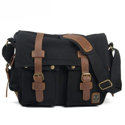 MUCHUAN Canvas Leather Men Messenger Bags Big Satchel Shoulder Bags Male Laptop Briefcase Travel Handbag
