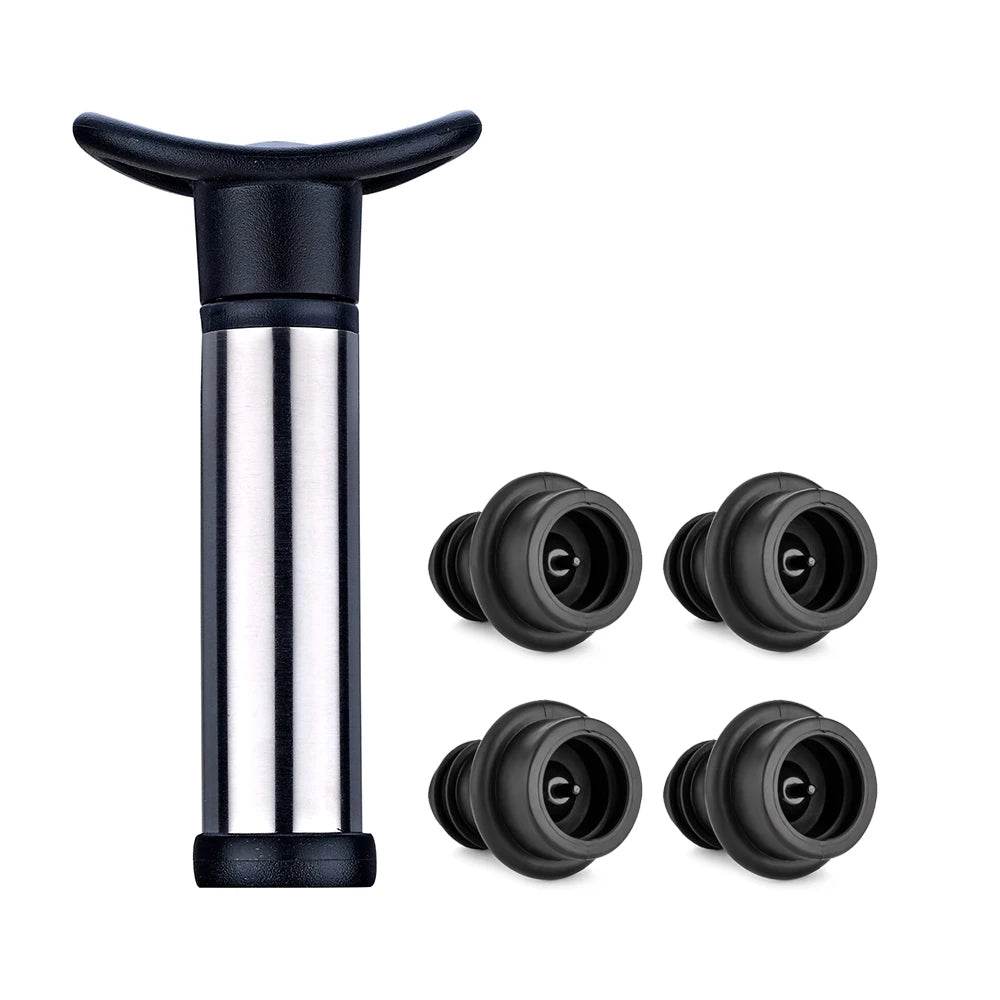WOTOR Advanced Wine Stoppers Stainless Steel Manual Vacuum Pump Wine Saver Reusable Wine Bottle Stopper Sealer Keep Wine Fresh - P12 Hub Europe