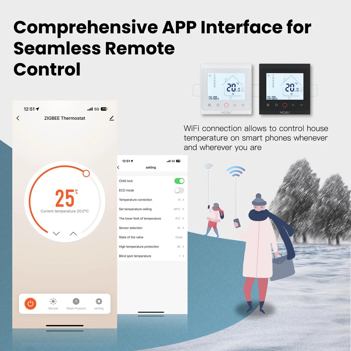 MOES Tuya ZigBee Smart Thermostat Room Temperature Control Water/Electric Floor Heating Gas Boiler Work With Alexa Google Home