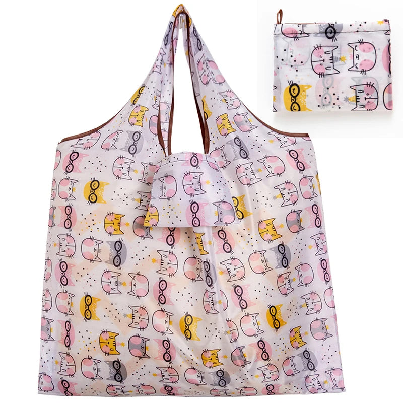 Big Size Thick Nylon Large Tote ECO Reusable Polyester Portable Shoulder Women's Handbags Folding Pouch Shopping Bag Foldable