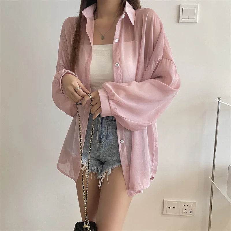 Semi Sheer Button Down Shirt - P12 Hub Europe