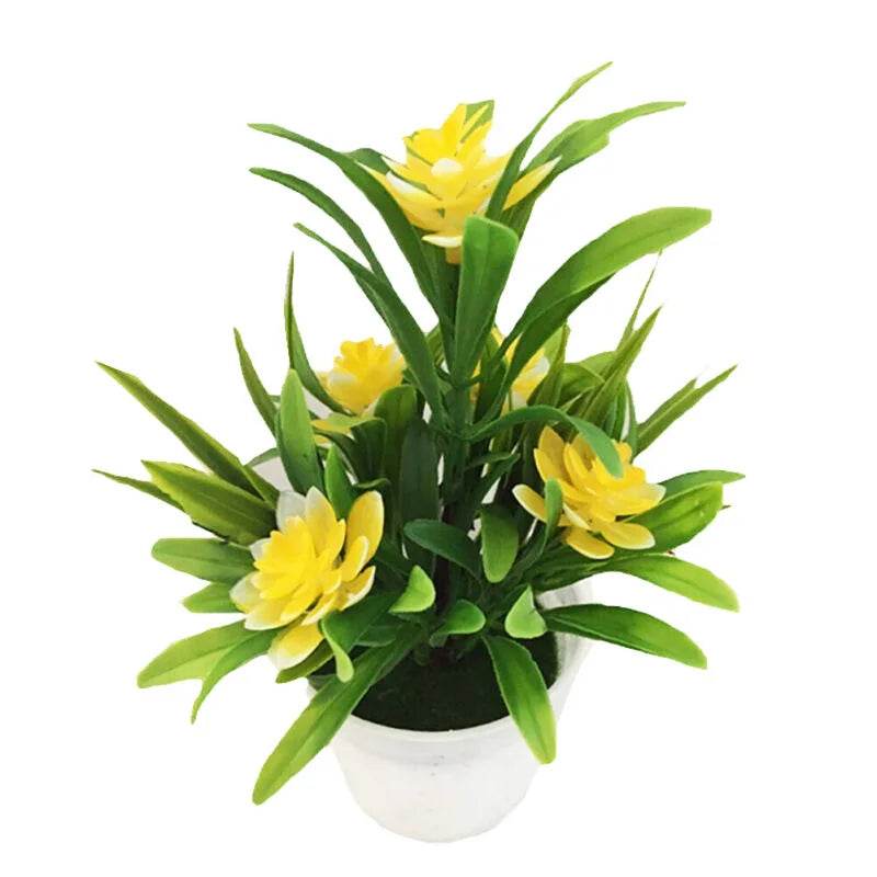 Artificial Flowers Plant Pot Simulate Fake Plastic Flowers Home Office Decor Gift Desktop Bonsai Wedding Party Balcony Ornaments - P12 Hub Europe