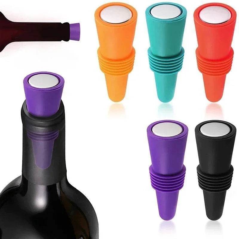 Silicone Wine and Beverage Bottle Cap Set Leak Proof Champagne Bottles Sealer Stoppers Wine Cork Saver Stopper Reusable - P12 Hub Europe
