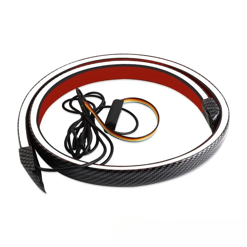 Universal Carbon Fiber Multifunction Trunk Spoilers LED Light Strip 120M Car Exterior Rear Spoiler Turn Signal Brake Lamp