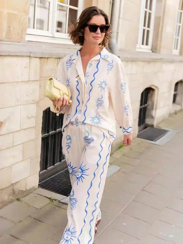 Print Wide-Leg Pants Set - P12 Hub Europe