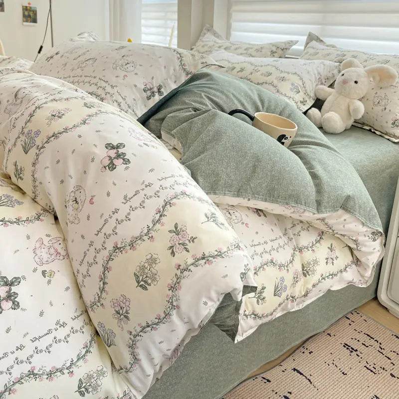Summer Bedding Set 2024 Ins Twin Queen Duvet Cover Flat Sheet Pillowcase No Filler Girl Boys Hotel Home Bed Linens - P12 Hub Europe