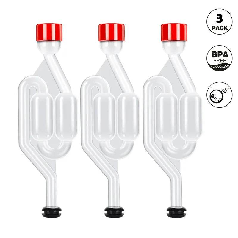 3 Pieces S-Shape Airlocks ,Homebrew Bubble Airlock Carboys Stopper & Fermenter Seal Valve with Food Grade Grommets Wine Making - P12 Hub Europe