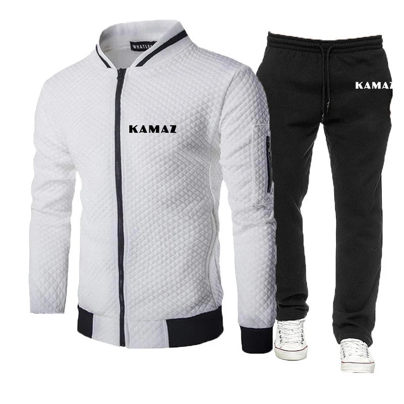 2025 Spring And Autumn Man's KAMAZ TRUCK Logo Print High Quality Fashion Brand Custom Cotton Versatile Hoodies+Long Pants Suits