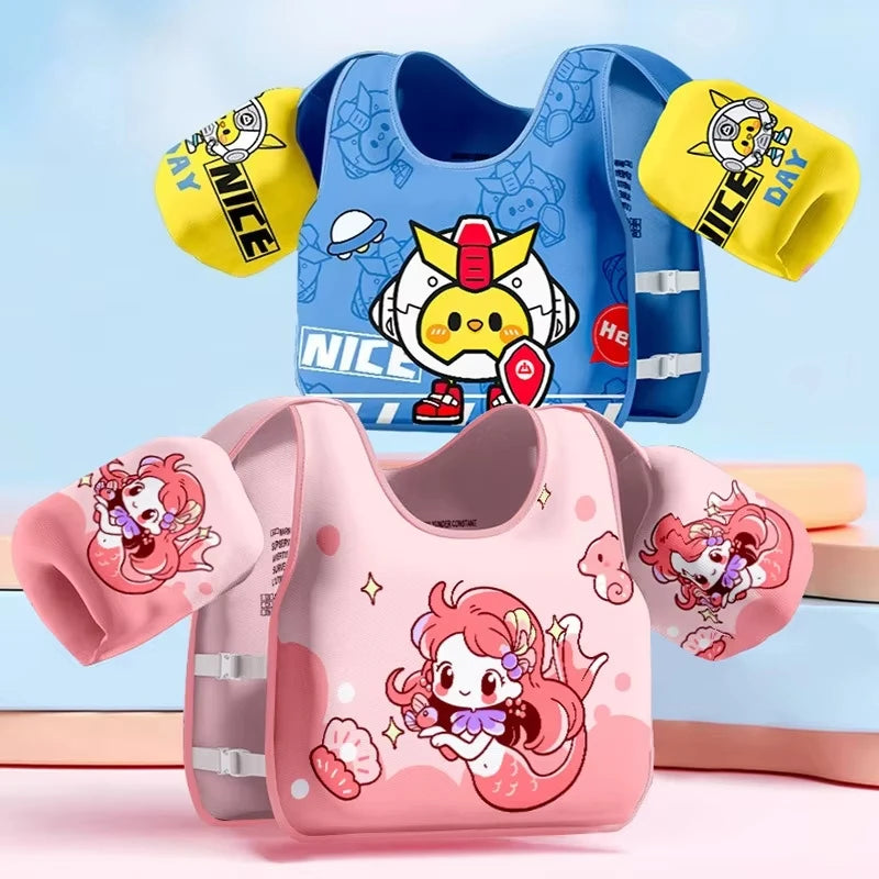 Kids Swim Vest Life Jacket for Children Sea Beach Baby Play Water Game Toy Toddler Pool Floaties with Shoulder Harness Arm Wings