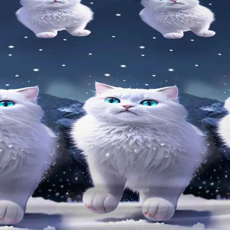 1 piece of blue eyed white cat patterned matte bedsheet, bedroom printed bedspread, bedding (excluding pillowcases) - P12 Hub Europe