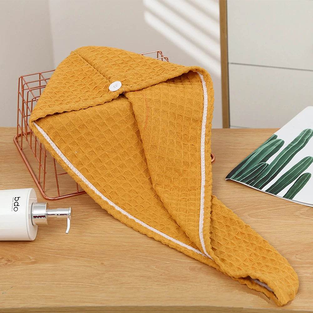 Waffle Drying Hair Towel for All Hair Style Microfiber Super Absorbent Quick Drying Hair Turban Reduce Frizz And Hair Damage - P12 Hub Europe