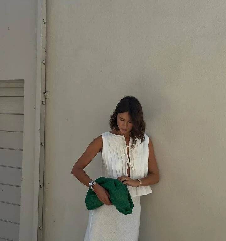 Women's Pleated Linen Crop Top - P12 Hub Europe
