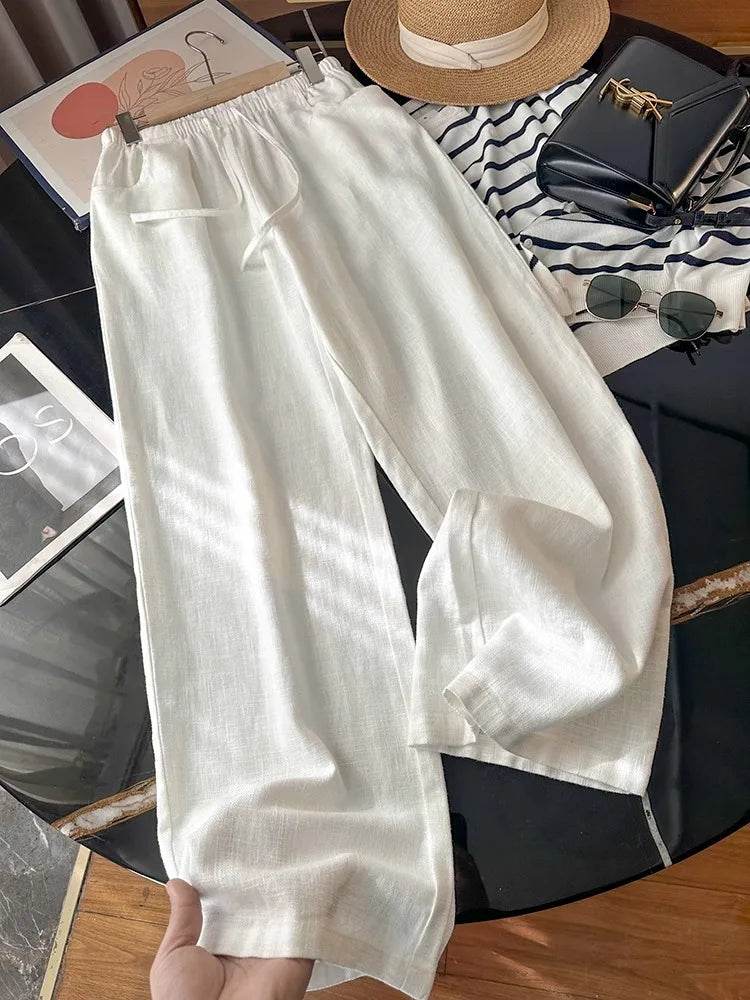 Women's Washed Linen Wide Pants - P12 Hub Europe