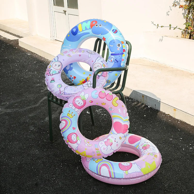 Inflatable Toys Kawaii Kuromi Swimming Ring Cartoon Cute Anti-rollover Kids' Floats Inflatable Baby Swimming Ring Kids Gift