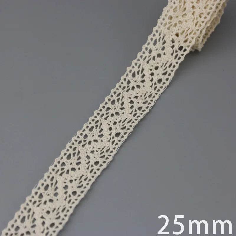 (5Meter/roll) White Beige Cotton Embroidered Lace Net Ribbons Fabric Trim DIY Sewing Handmade Craft Materials - P12 Hub Europe