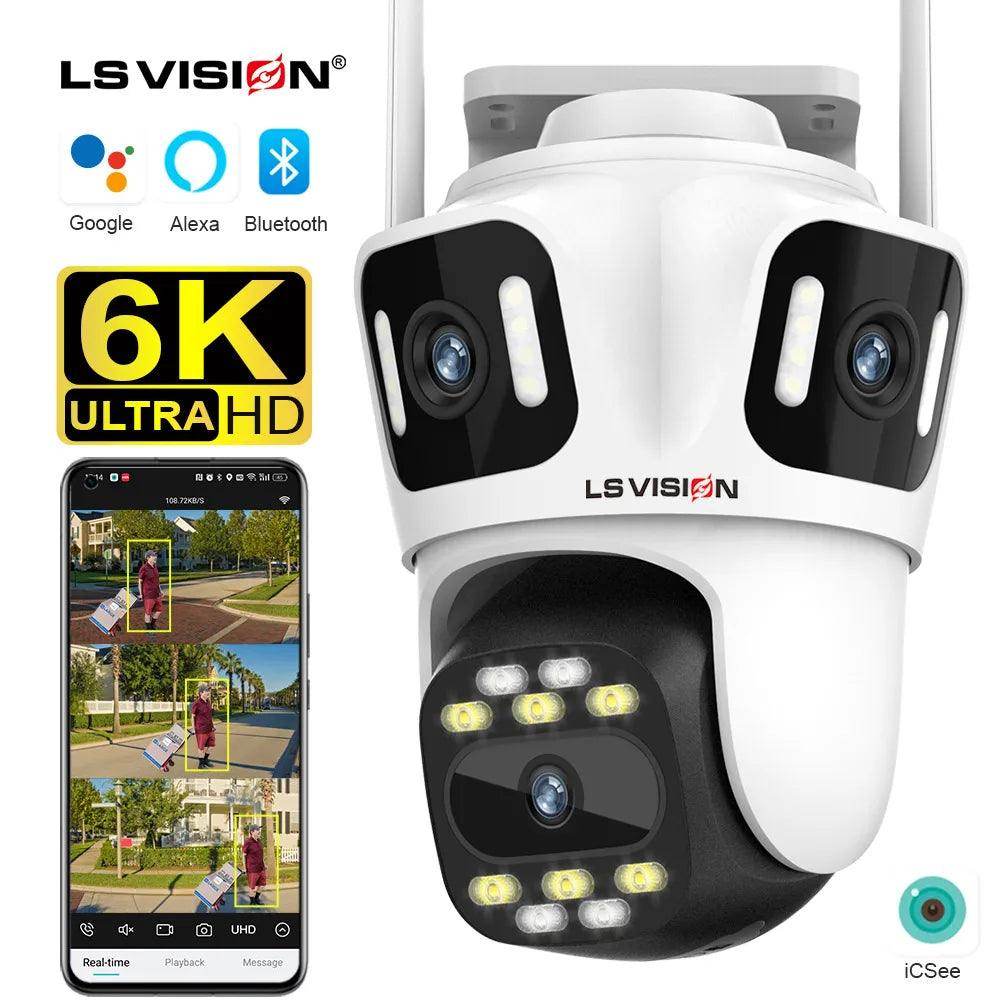 Camera 3-Lens PTZ WiFi 12MP 6K, Auto Track, Color Night - P12 Hub Europe
