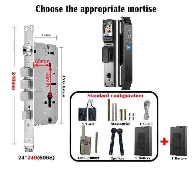 3D Face Recognition Door Lock | Video, Tuya/Wishome App, IP66, NFC - P12 Hub Europe