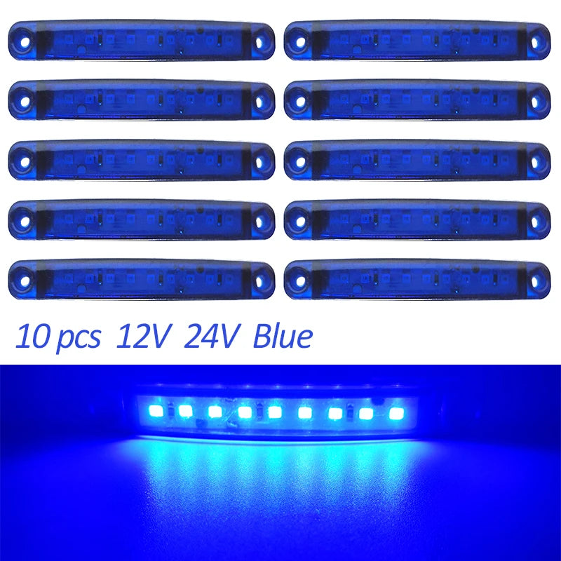 10PCS 9 SMD Light Oval Clearance Trailer 24V Truck Lorry Caravan Camion LED Side Marker Indicator Lamp 12V Luces Remolque